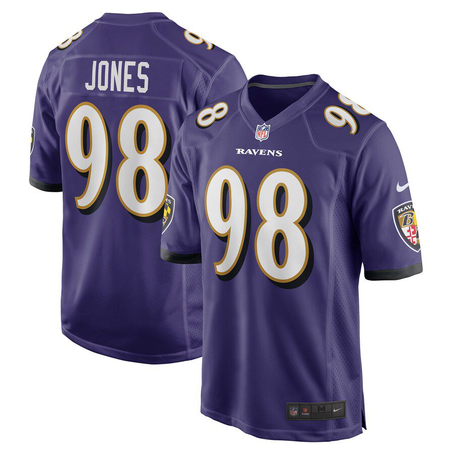 Men Baltimore Ravens 98 Travis Jones Nike Purple Player Game NFL Jersey